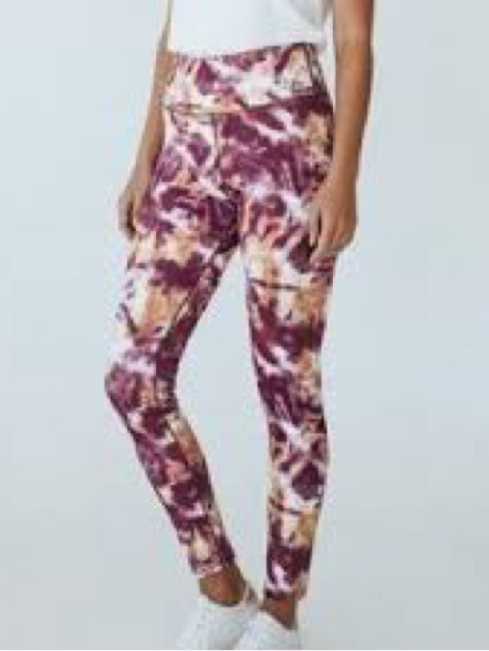 Wildfox Tie-Dye High-Waist Leggings - Maroon & Cream